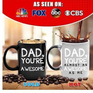 GR8AM color changing coffee mug for Dads.  Color changes with hot liquids